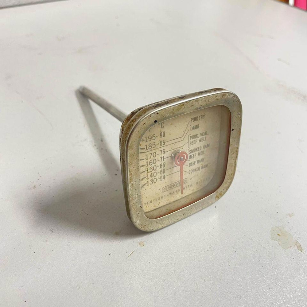 Vtg Springfield Meat Thermometer Watertight U.S.A. Chrome Stainless 1950's HLN